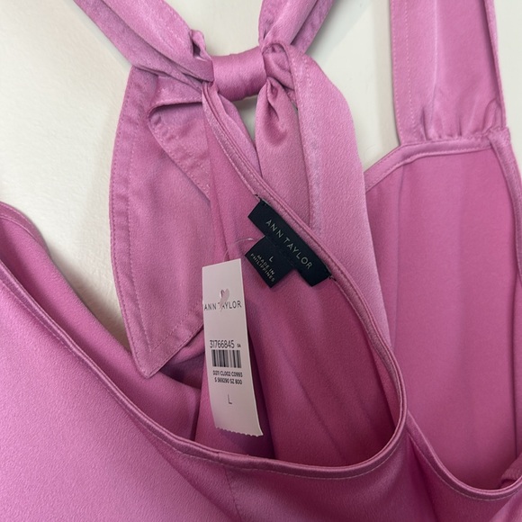 Ann Taylor Pink Summer Satin Bow Back Sleeveless Blouse Size L NWT - Picture 8 of 9